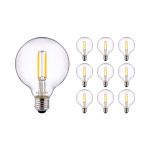 Multipack 10x Noxion Pro Classic LED E27 Globe Filament Clear 95mm 8W 806lm - 827 Extra Warm White | Dimmable - Replaces 60W