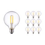 Multipack 10x Noxion Pro Classic LED E27 Globe Filament Clear 95mm 8W 806lm - 827 Extra Warm White | Dimmable - Replaces 60W
